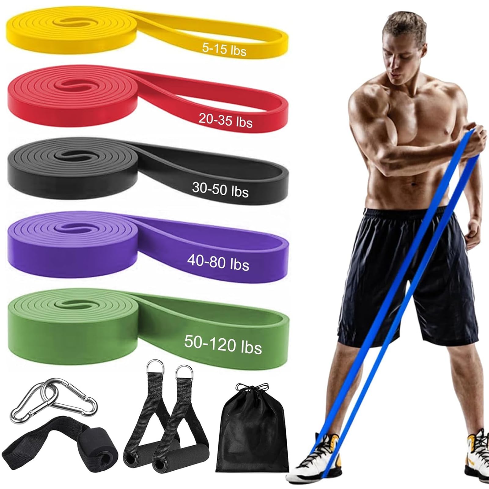 Resistance Bands Workout Bands Eexercise Bands Resistance Bands for Working Out Pull-Up Assist Bands 5-Piece for Men Women