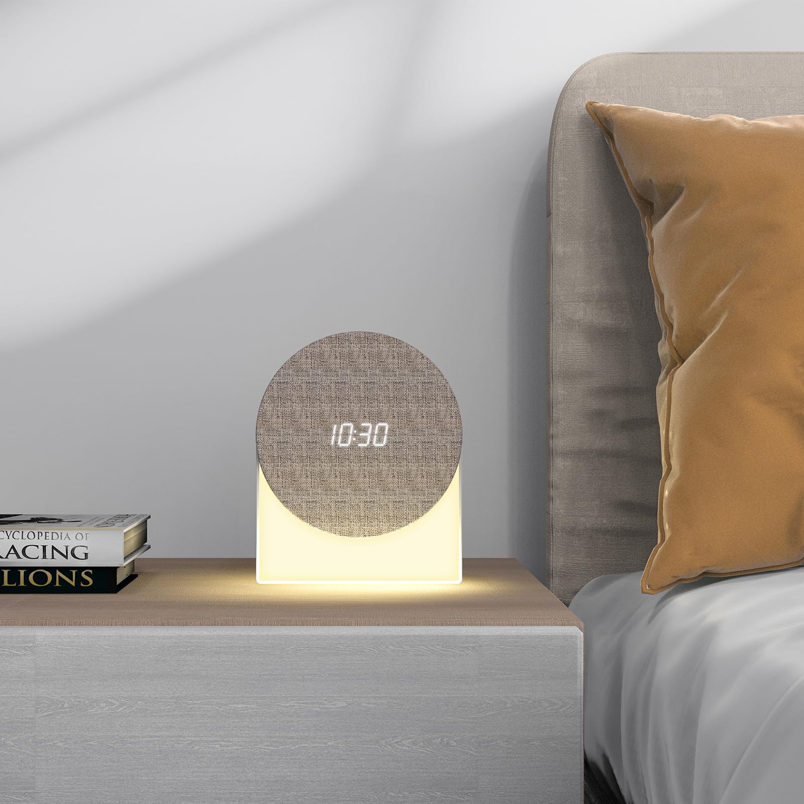 4 en 1 Despertador Digital + Máquina de Sonido + Altavoz Bluetooth + Luz Noche, Gemmac Lámpara Nocturna Despertador de Ruido Blanco Máquina de Sonido Dormitorio Night Light para Bebé, Niños, Guardería