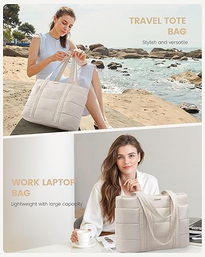 Miniatura 36 de LOVEVOOK Tote Bag for Women, Large Puffer Work Tote Laptop Bag, Lightweight Travel Tote Bag with Zipper Gifts for Women