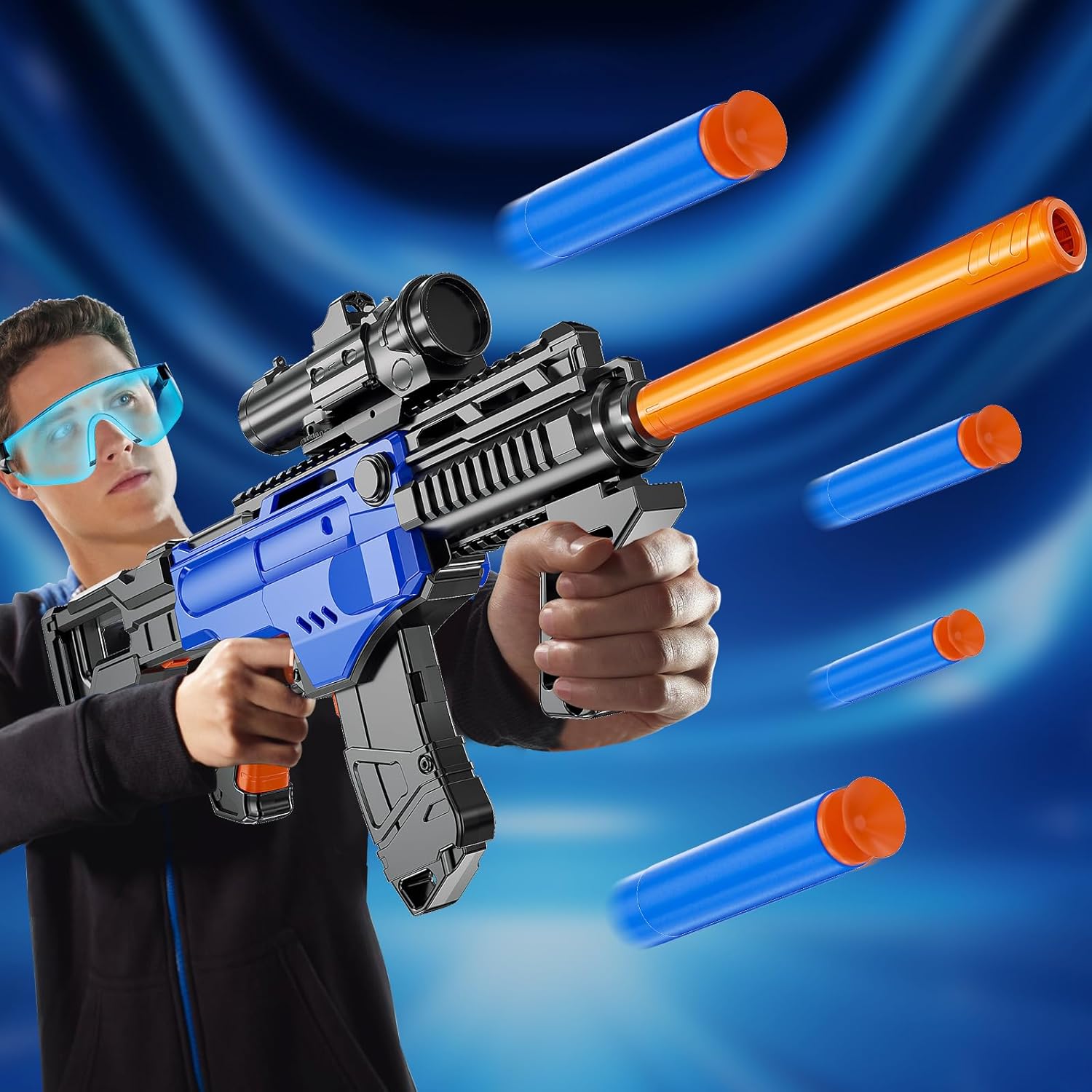 Toy Gun Automatic Sniper Rifle with Lanyard, Electric Realistic Toy Foam Blasters- 200 Darts, Tactical Vest Set, Scope and 2 Clips, Cool Toys for Kids Ages 8-12, Birthday Xmas Gifts for Boys