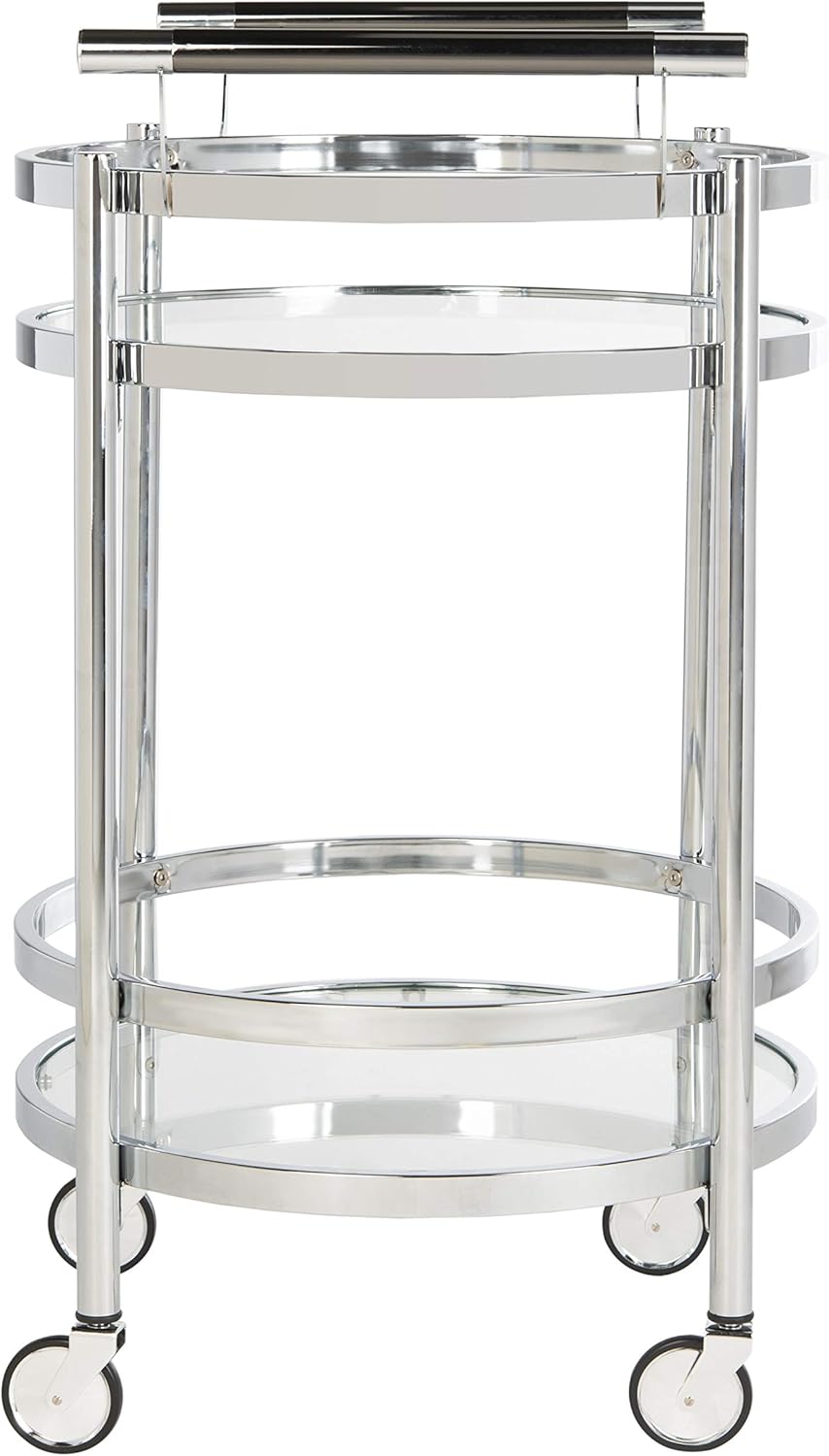 Safavieh Sienna Bar Cart, Chrome/Glass