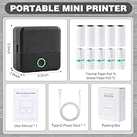 Vista 8 de cudinham Mini impresora Print Pods, fabricador de pegatinas térmico sin tinta con 10 rollos de papel de impresión, Printpod de bolsillo