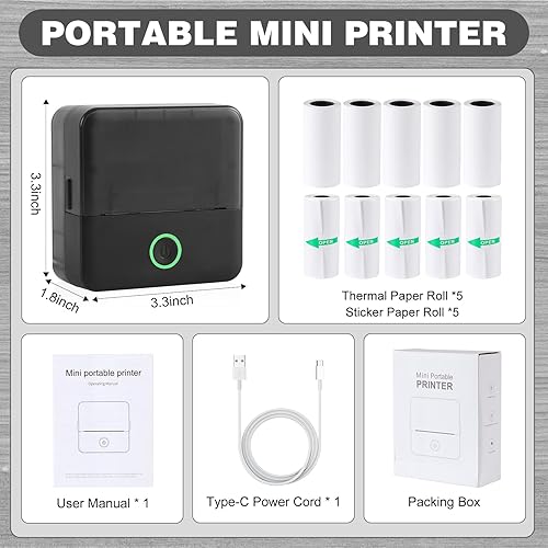 Vista 24 de cudinham Print Pods - Mini impresora, impresora térmica sin tinta con 10 rollos de papel de impresión, cápsula de impresión de bolsillo para Rosa