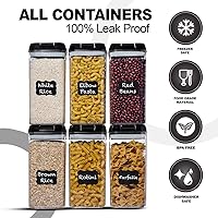 Vista 6 de Shazo Airtight Food Storage Containers with Lids - 6 PC BPA Free Clear Plastic Cereal Containers with Easy Lock Lids for Kitchen and Pantry