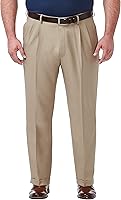 Haggar Men's Premium Comfort Classic Fit Pleated Dress Pants - Moisture Wicking, Expandable Waistband, Big & Tall Sizes