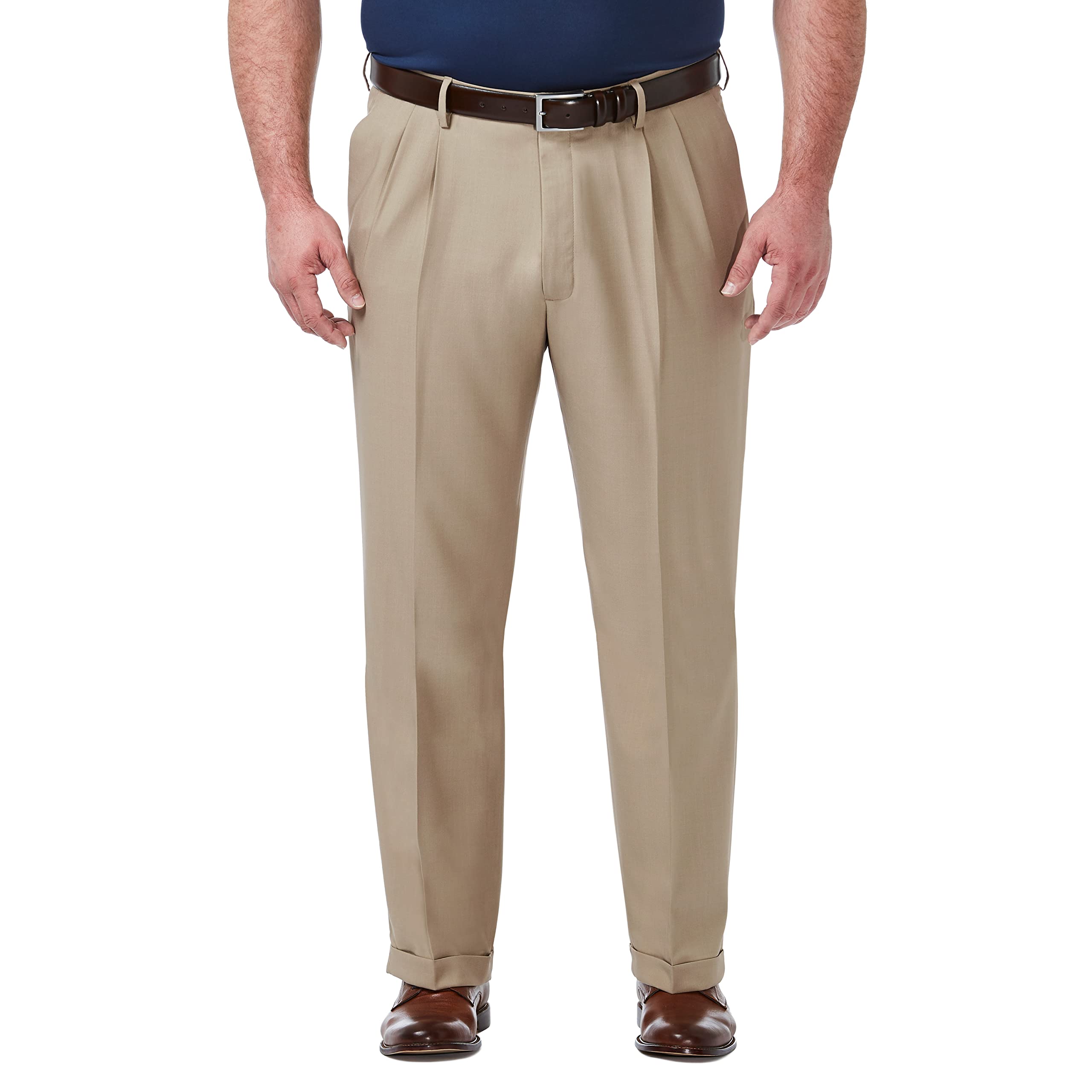 Haggar Mens Big & Tall Premium Comfort Classic Fit Pleat Front Pant