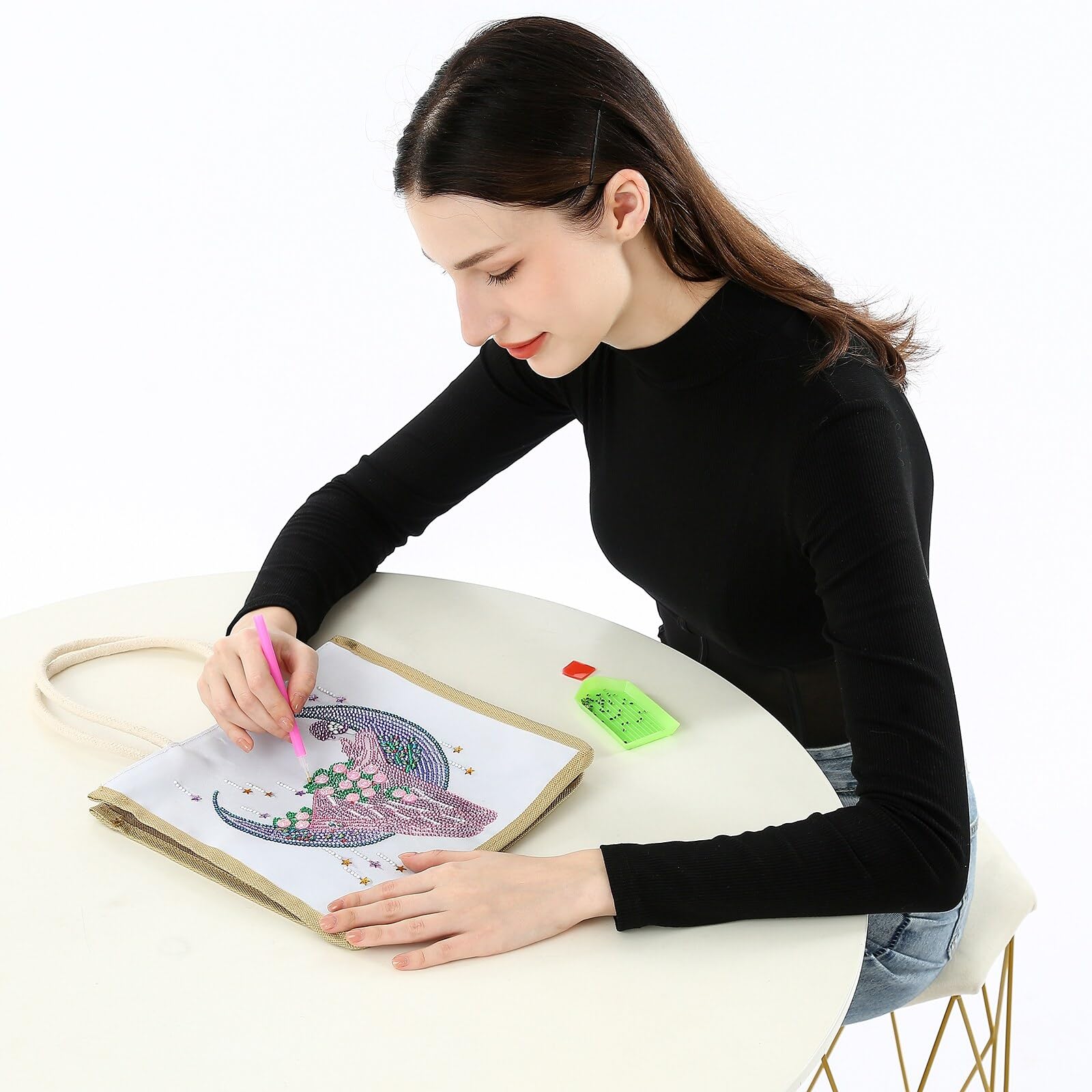 CXINLky Sac De Peinture Diamant, Sac à Suspendre Au Mur, 5D DIY Diamond Painting Mur Porte Sac De Rangement Avec 3 Poches Pour Chambre D'enfant, Salle De Bain, Chambre à Coucher, 05