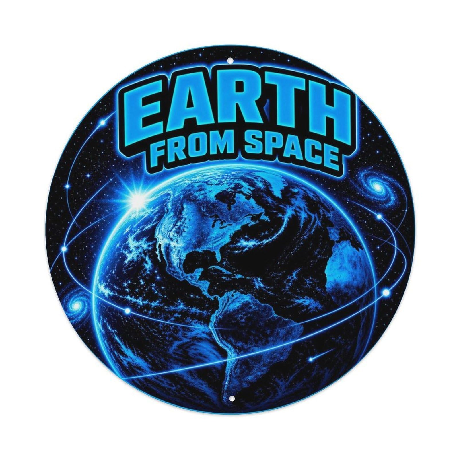 Space Age Earth Blue Planet Planetary Orbit Metal Tin Sign