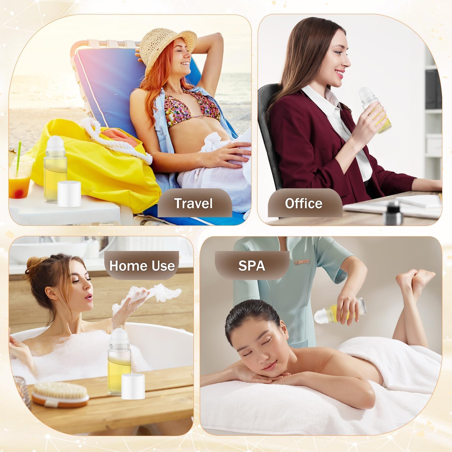 Set 50 uds Roll on Rellenable 50 ml | Roll On Aromaterapia | Bote Roll on Crema Solar Rellenable