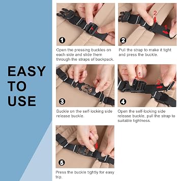 Vigorport Backpack Chest Strap Add on, Elastic Backpack Sternum Strap, Heavy Duty Adjustable Chest Belt with Quick Release Buckle