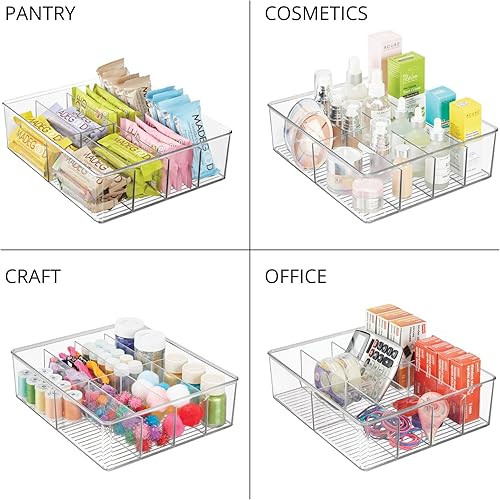 Miniatura 5 de mDesign Caja organizadora de plástico extra ancha para cocina, despensa, gabinete, encimera, bolsa de té, paquete de azúcar, aperitivos de café,