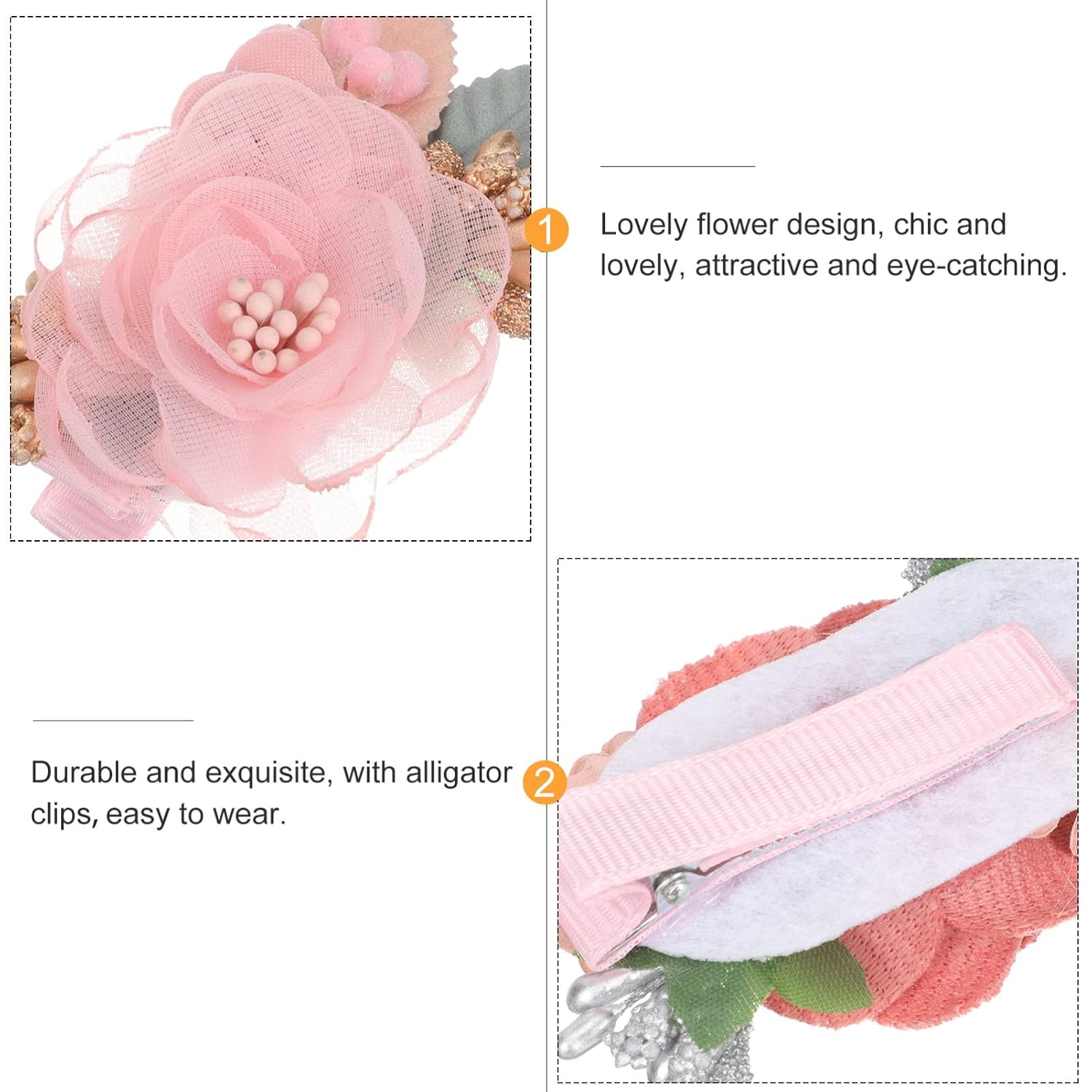 CALLARON Toddler Flower Clips Set Hair Barrettes Bows for Girls Floral Hair Accessories for Girls Lightweight Comfortable