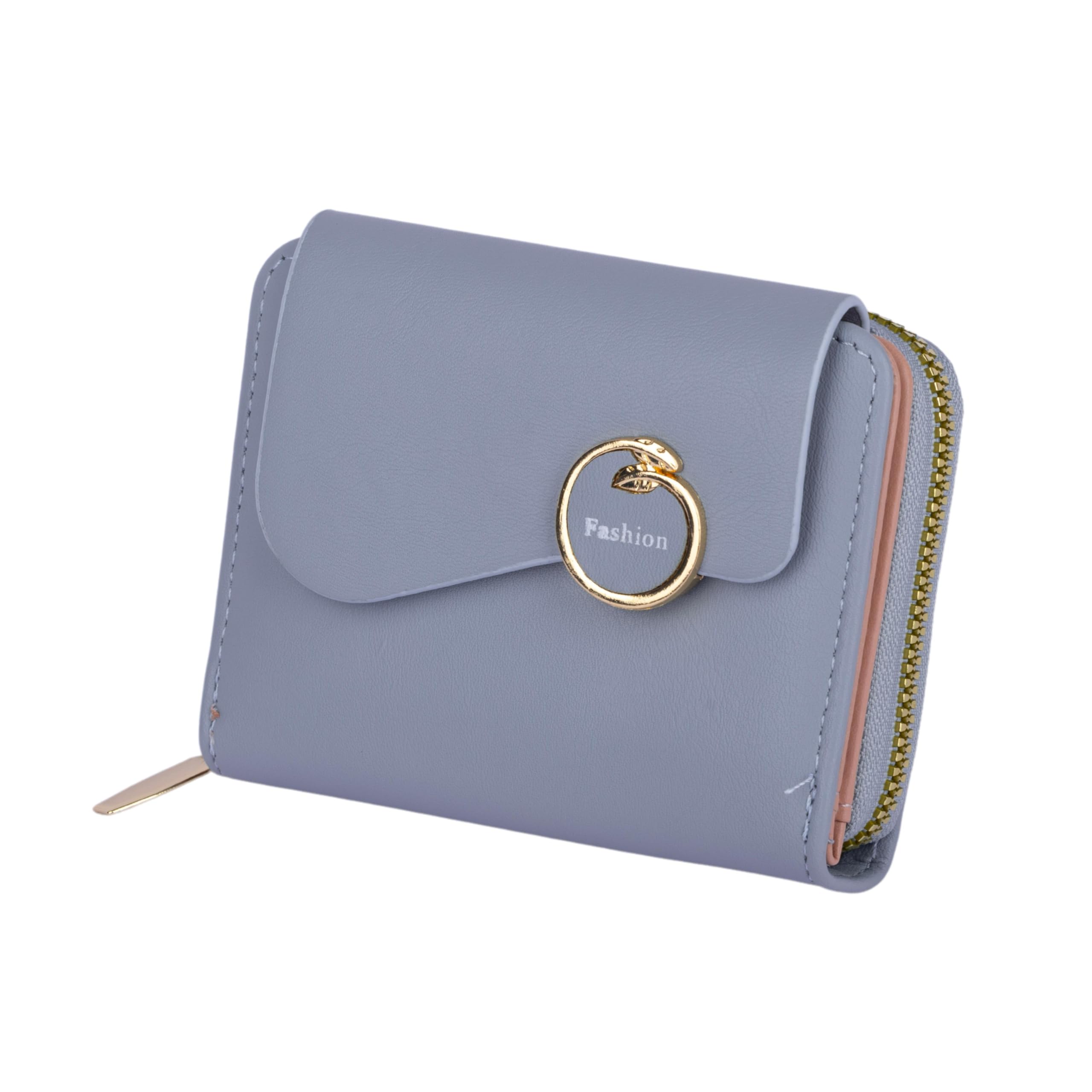 Women's Zip Wallet | Carefully Handcrafted | Holds up to 8 Cards | Slim and Easy to Fit in Pocket | Coin Pocket with Button Closure (Blue)-image-15