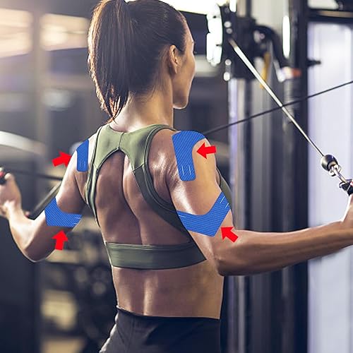 Miniatura 3 de Cinta de kinesiología, adhesivo de apoyo muscular, cinta elástica atlética deportiva, terapia de recuperación, tipo V para rodillas, hombros, alivio