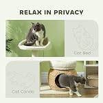 PawHut Arbre à Chats de 31 po, Tour à Chats avec Grattoirs en Sisal, Condo à Chats, Lits pour Chats, Plateforme, Balle Jouet, Centre d'Activités pour Chats d'Intérieur, Blanc Crème
