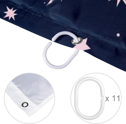 Miniatura 4 de KXO Cortina de ducha con diseño de ajolote rosa, impermeable, lavable, juego de cortinas de baño de poliéster con ganchos, 72 x 72 pulgadas