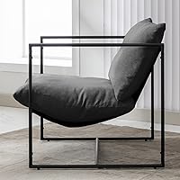 Vista 4 de Silla tipo cabestrillo, silla de acento suave con marco de acero, cómoda silla reclinable con cojín suelto para lectura para sala de estar, sala