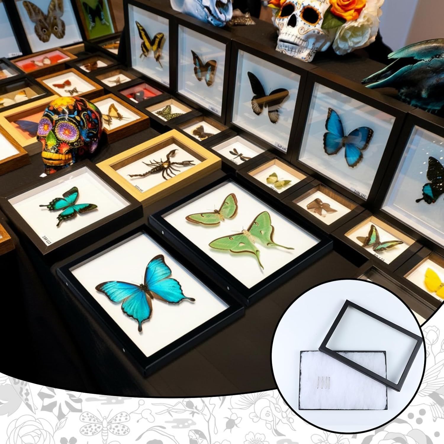 6 Pack 8 x 12 x 3/4 Inch Glass Top Riker Display Cases PU Leather Large Collectibles Display Cases for Collectibles Jewelry Pins Medals