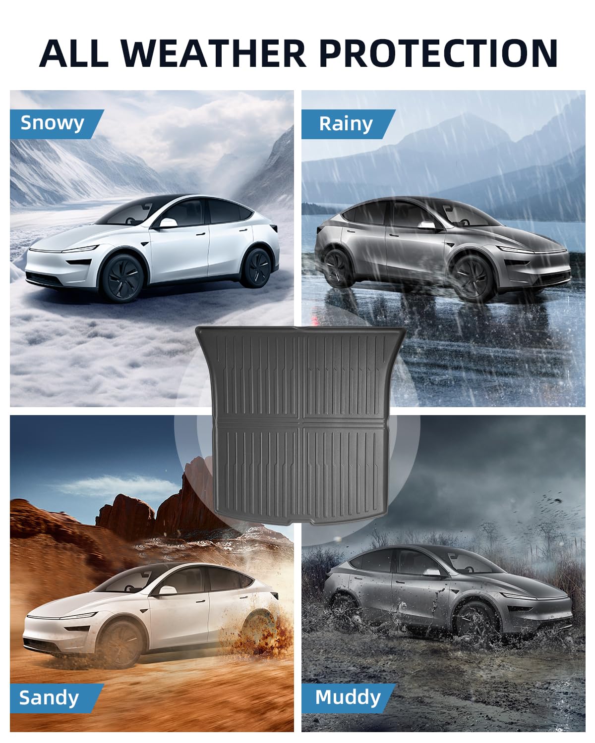 TPE Mata do Bagażnika do Tesla Model Y Juniper 2025 2026 | Dywanik do bagażnika Oryginalna, Maty do Bagażnik z Wysokimi Krawędziami, Akcesoria Antypoślizgowymi i Wodoodpornymi