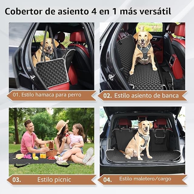 Foto 7 de 8 de KYG Funda Coche Perro Protector Asiento Impermeable Antidesliante Con Ventana de Malla Visible Para Asiento…