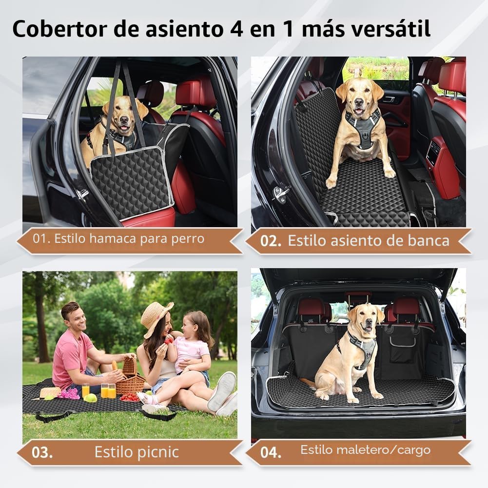 KYG Funda Coche Perro Protector Asiento Impermeable Antidesliante Con Ventana de Malla Visible Para Asiento Trasero - Adecuado Para Mayoría de Coches 135x140x32cm