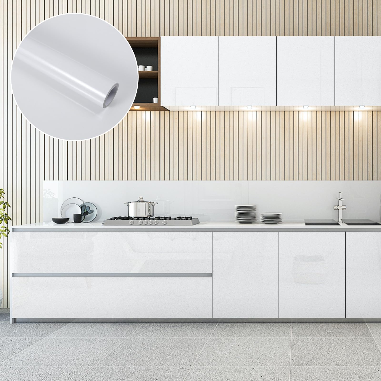 Amazon | practicalWs リメイクシート 白 光沢 壁紙シール 補修 防水