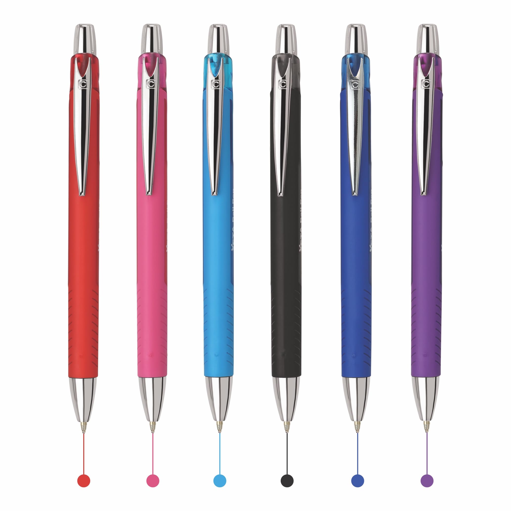 Cello Xeta Ball Pen |Pack of 6 Ink Colours | Multicolour Pens for Project Use | Colouring Pens for Mandala Art| Colouring pens for adults
