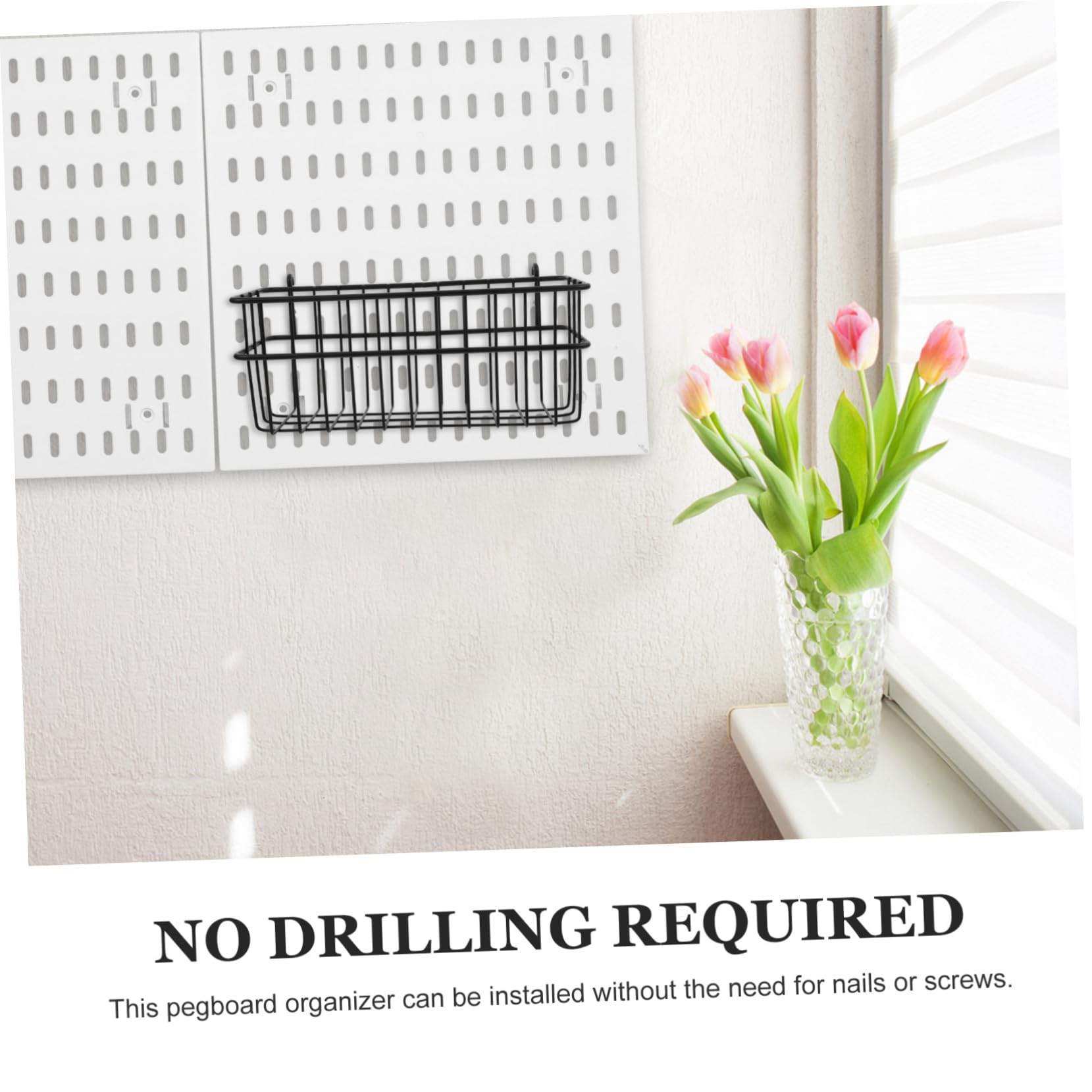 VILLFUL Perforated Board Storage Rack Peg Board Basket Organizers Wire Baskets Peg Board Organizer Accessories Wire Hanging Baskets Wire Storage Baskets Grid Hanging Basket Peg Board Bin