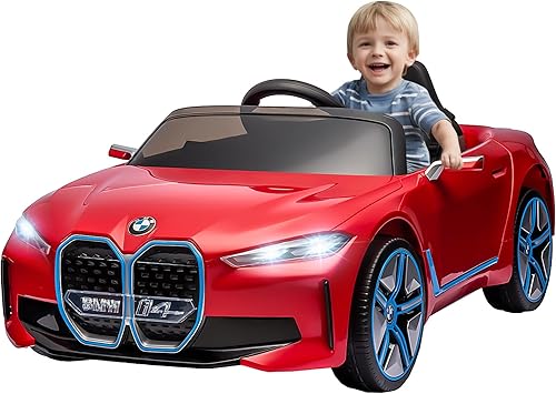 Auto eléctrico I4 de 12 V con licencia para niños con control remoto, vehículos eléctricos de 3 velocidades con sistema de suspensión, luz LED, MP3