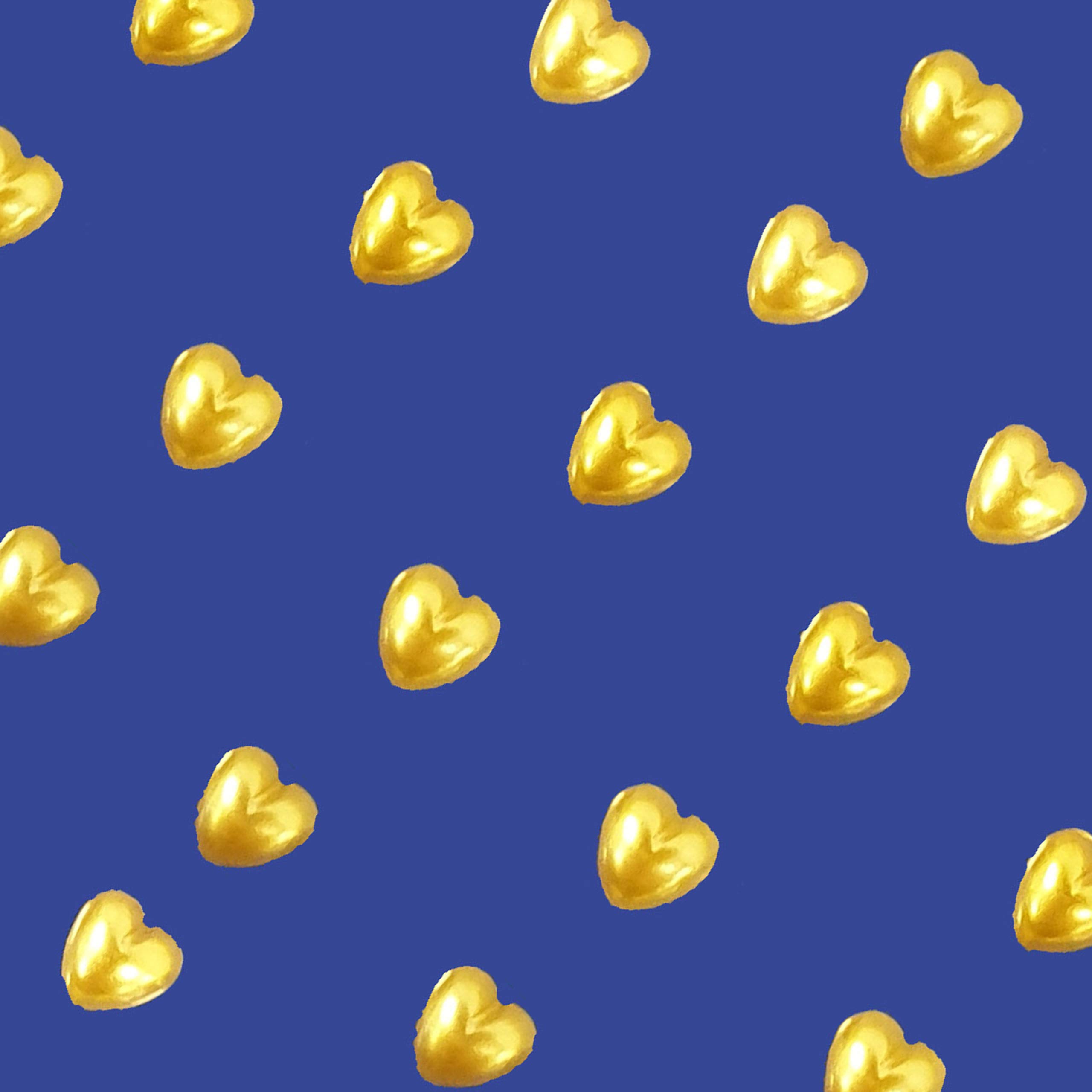 Pebble Eleven Gold 6Mm Elegant Pearl Heart Stickers – Self Adhesive 3D Gem Love Heart Craft Stickers, 88Pcs (Gold)