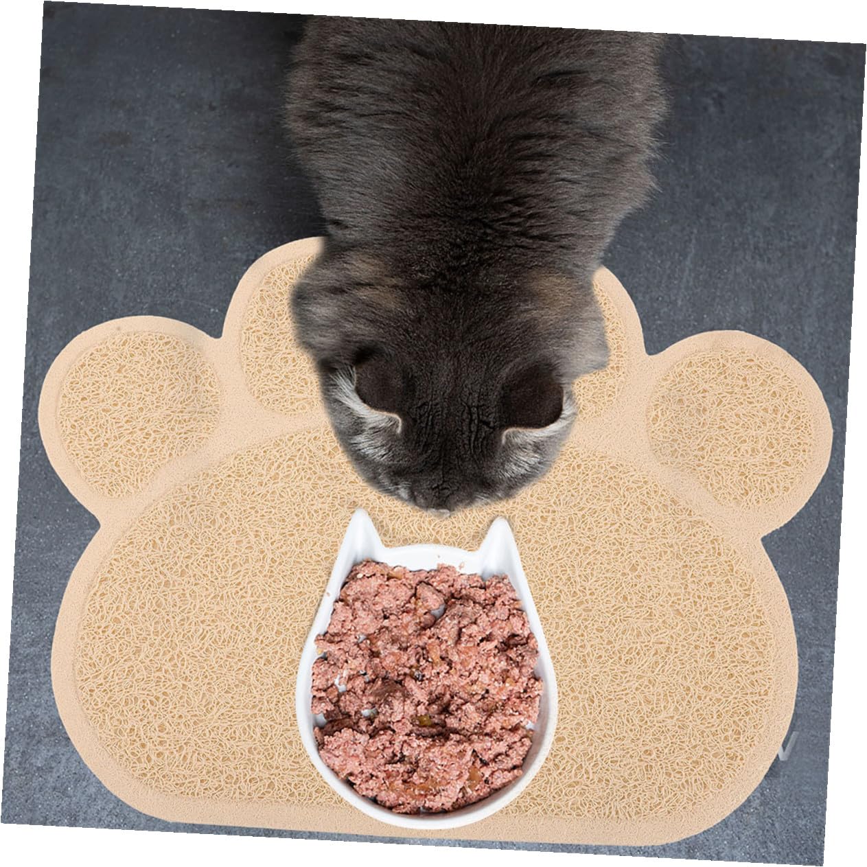 GALPADA 2 Stück pack Katzenstreumatten in Pfotenform Rutschfest Haustierfreundliches Material 45x60cm für Innenbereich und Futtermatte