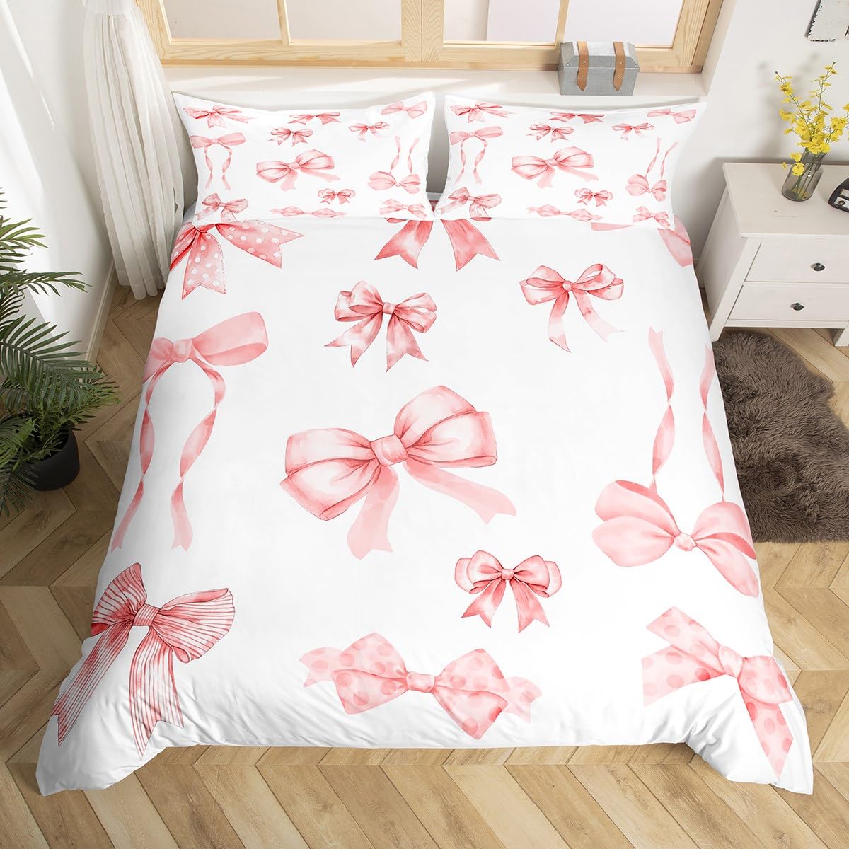Homewish Fantasy Coquette Bowknot Bedding Set Single,Dreamy Coquette Bow Bed Set for Girls Teens,Aesthetic Girly Duvet Cover(No Comforter) — image 1