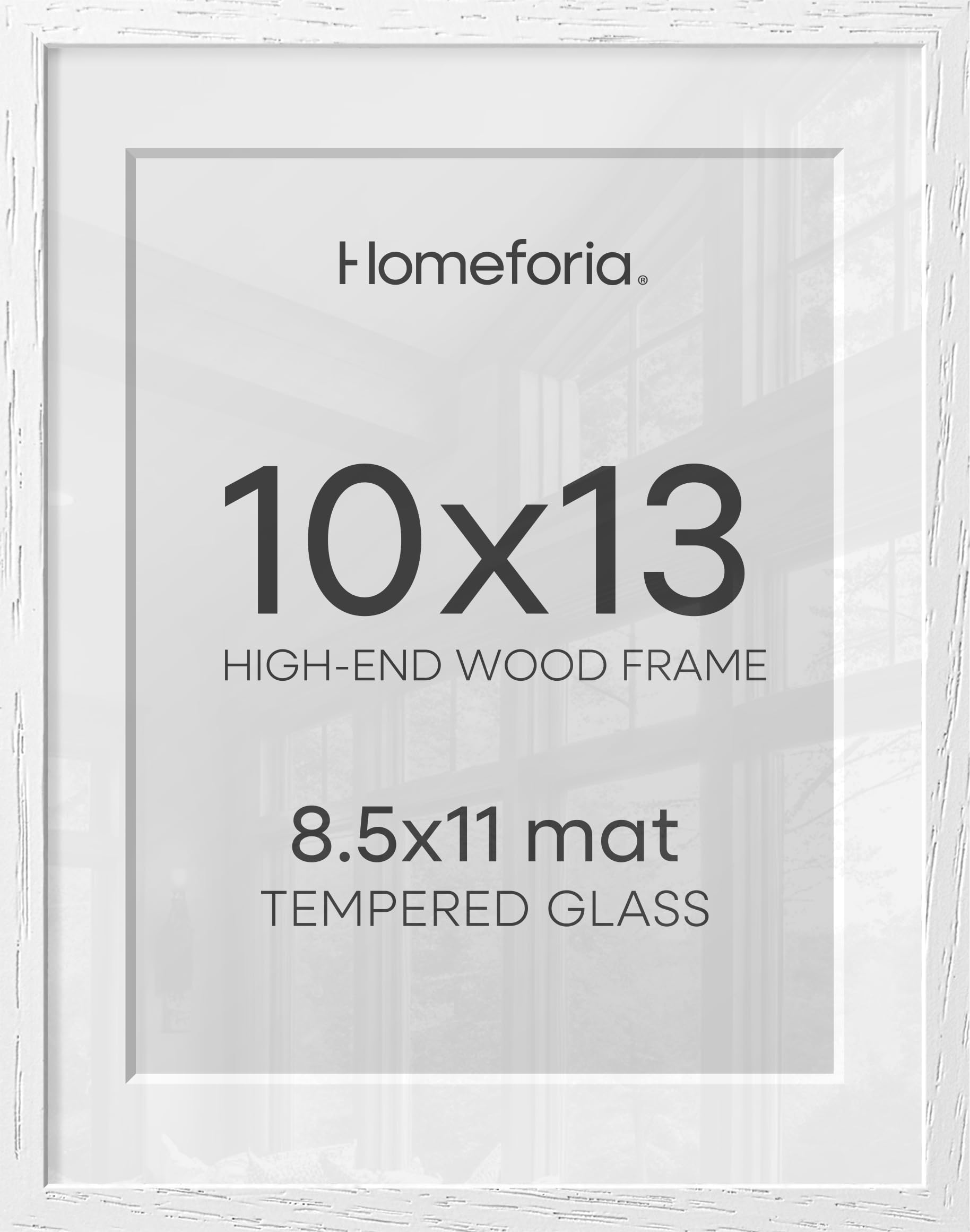 Homeforia 10x13 White Oak Picture Frame, High-End Wood, 8.5x11 Mat, Glass | High End Solid Oak Wood, Tempered Glass, Acid-Free 8.5x11 Removable Mat, 10x13 Edge-to-Edge Display 13x10, Wall Kit, Set Of 1