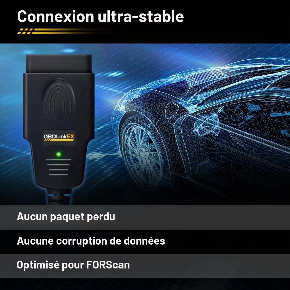 OBDLink ScanTool EX USB - Valise/Outil Diagnostic Auto Professionnel MultiMarques Alimenté par pile - Compatible OBD2 / RenoLink/ForScan/MultiECUScan, Windows 10