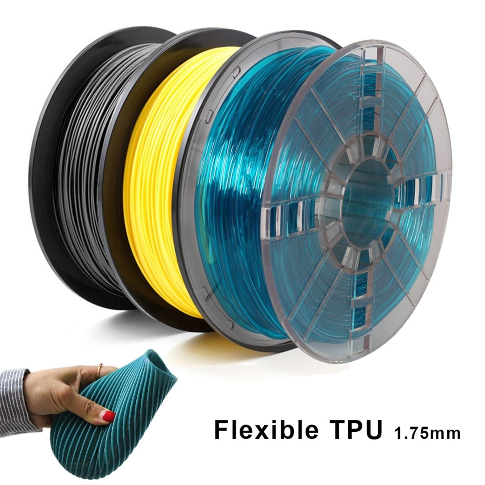 Filament D'impression 3D TPU Flexible De 1,75 Mm, Matériau Sans Bulles For La Sublimation,(7A Trans-Green 500g)