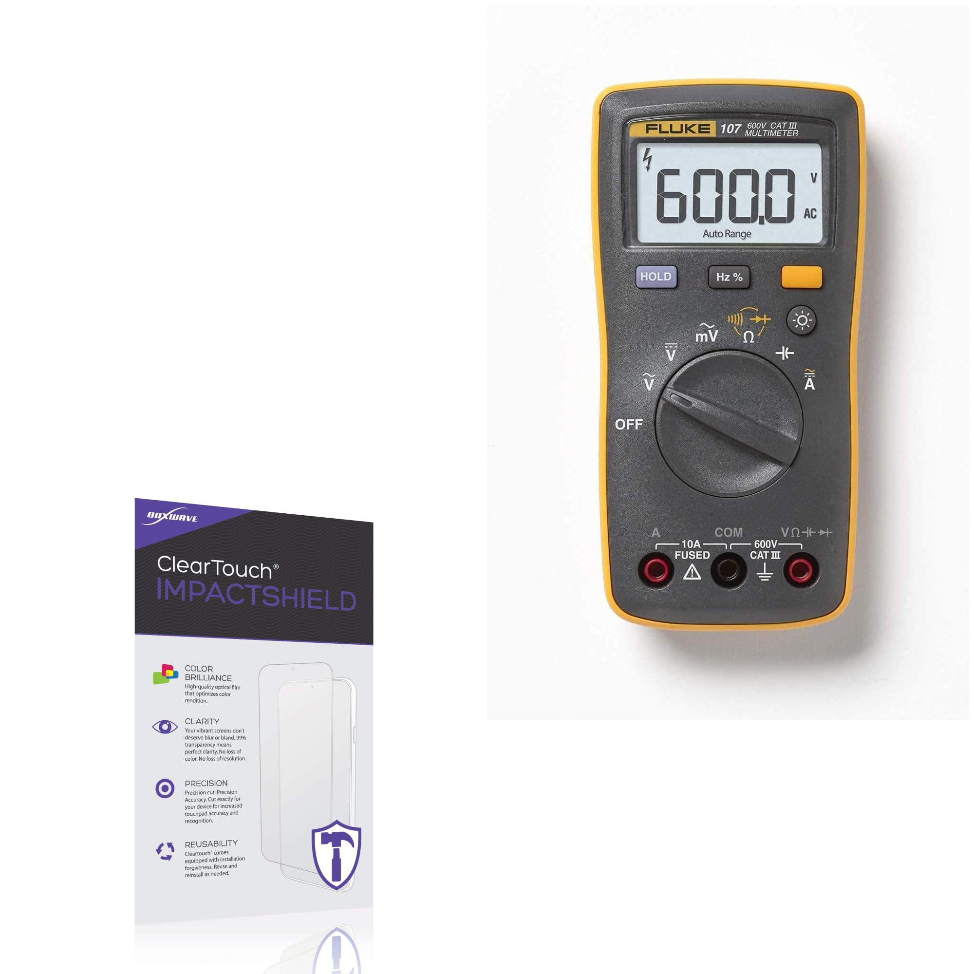 BoxWave Screen Protector Compatible with Fluke 107 - ClearTouch ImpactShield (2-Pack), Impenetrable Screen Protector Flexible Film