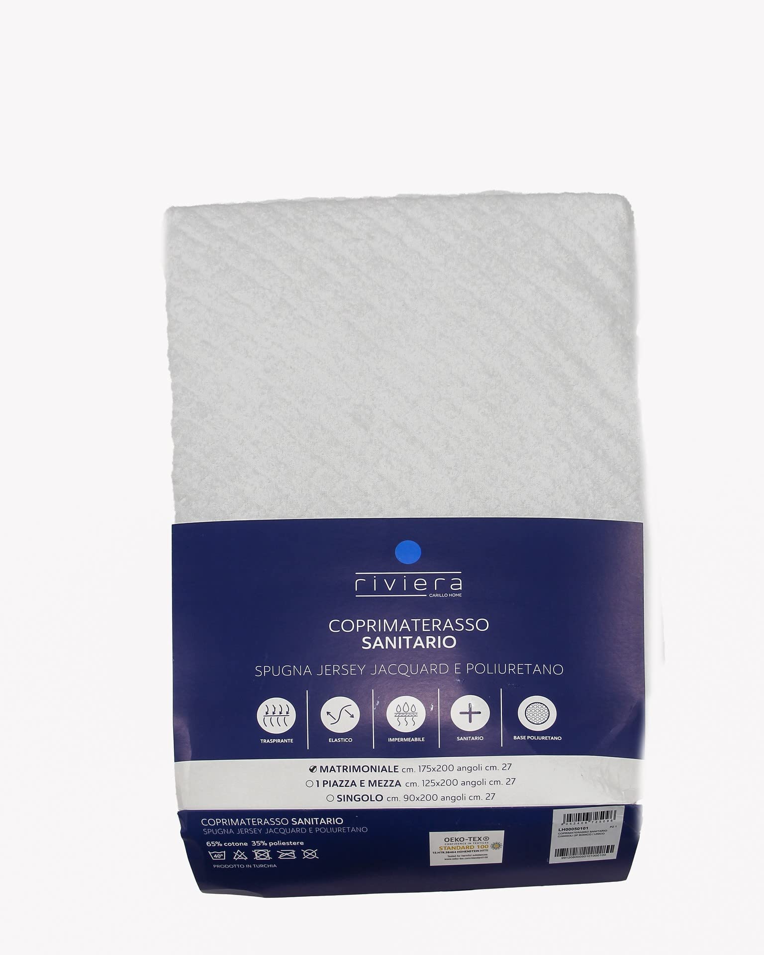 Coprimaterasso Riviera Sanitario in Spugna Jersey Jacquard e Poliuretano con angoli