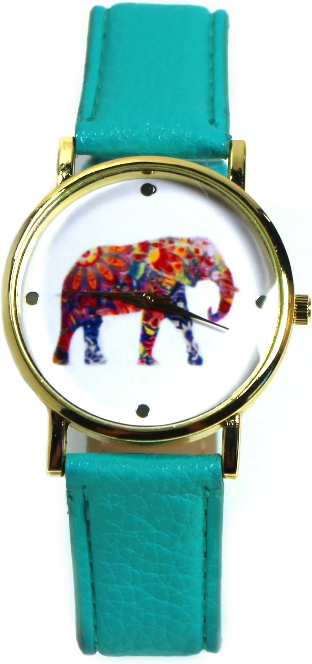 Teal Bohemian Elephant Watch, Colorful Leather Fashion Watches
