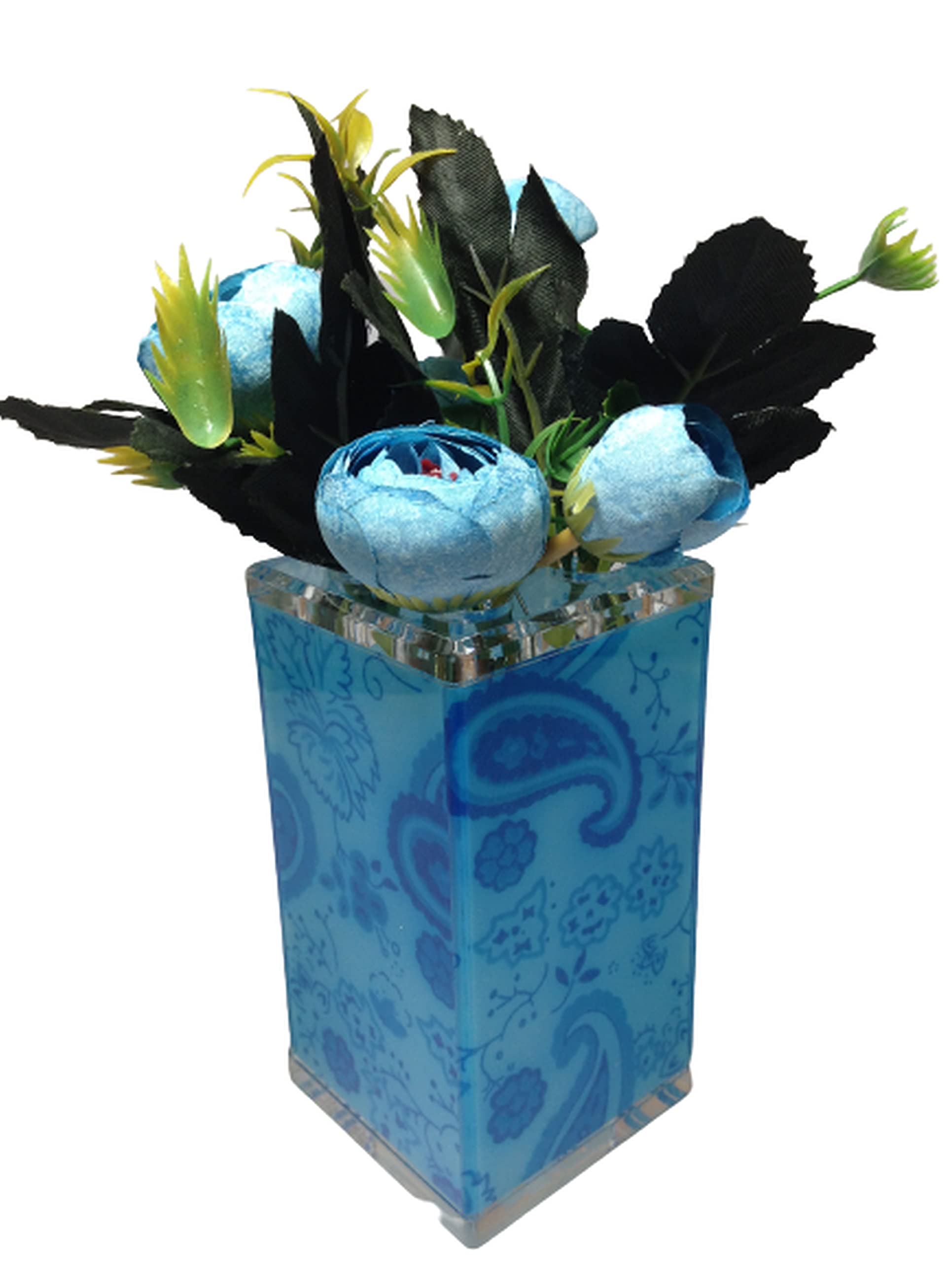 Blue Rose Artificial Flower Mini Vase 22cm
