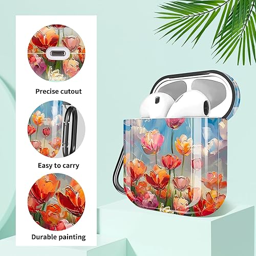 Miniatura 4 de Compatible con AirPods 21, funda floral con llavero para AirPod 2 y 1 generación, LED frontal visible