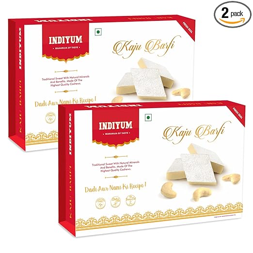 Indiyum Indian Sweet Kaju Barfi 200g Pack Of 2