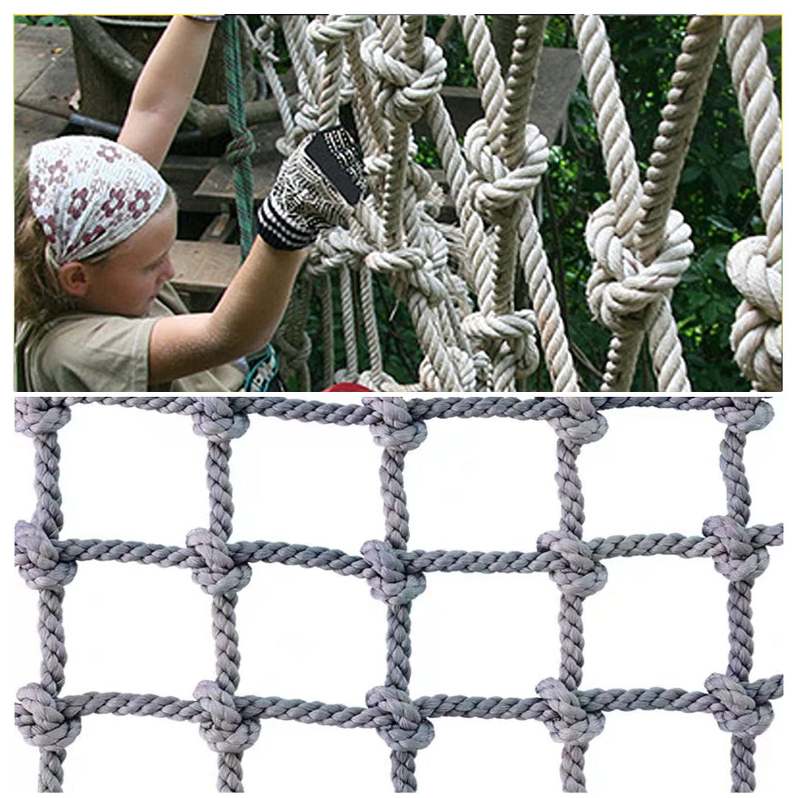 Filet d'escalade robuste 2x3m en corde de 12mm pour cabane et aire de jeux