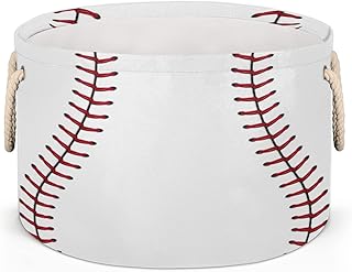 AUUXVA Baseball Lace Round Storage Basket Collapsible Laundry Baskets Cube Storage Boxes Bins For Bedroom Shelf Bathroom Toy Organizer
