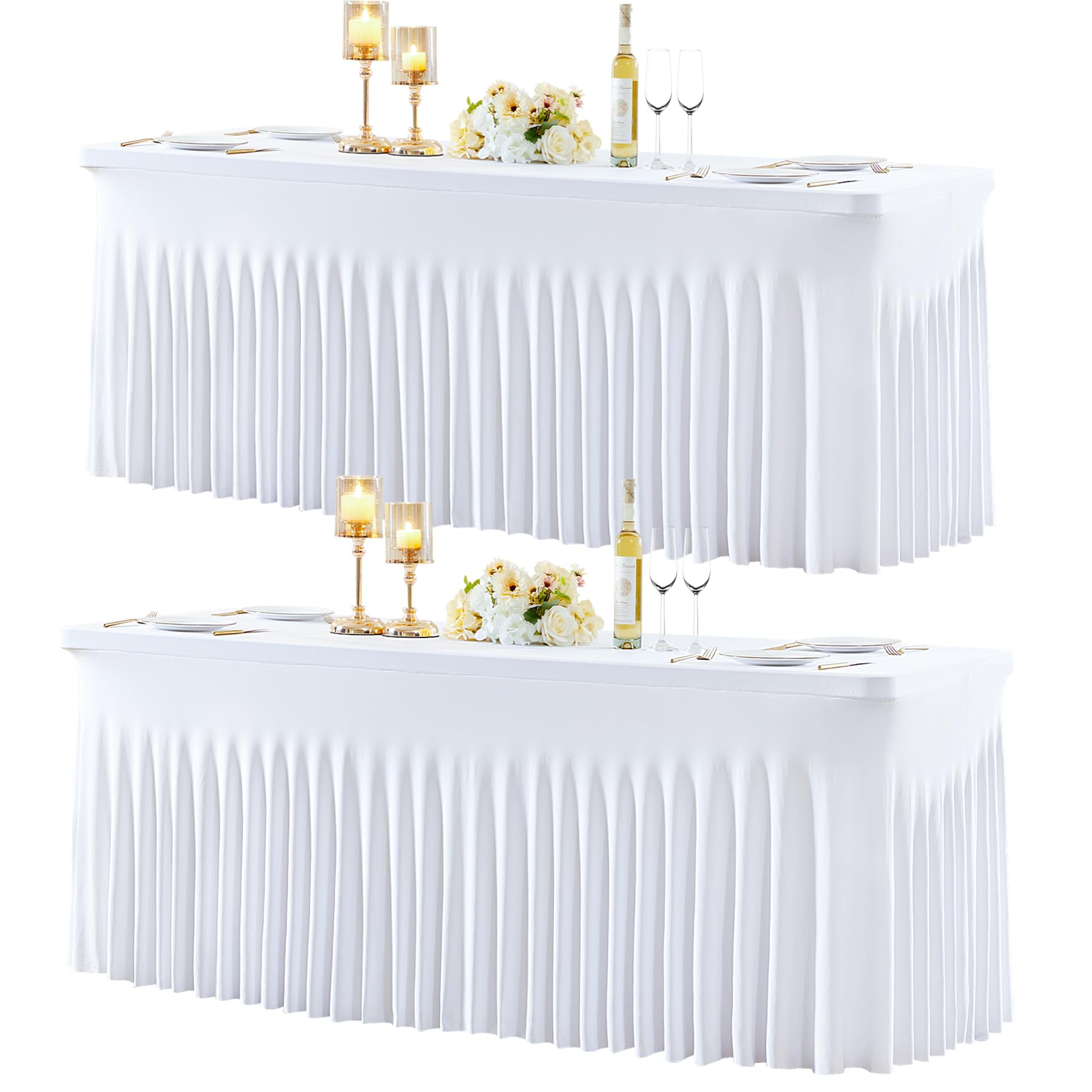 Mantel Rectangular Blanco de 1,8 m para Fiestas, Baby Shower, niñas, cumpleaños, Banquetes, 2 Unidades