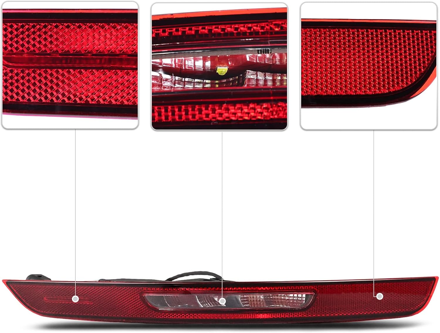 Rear Bumper Reflector Light Fit for 2014 2015 2016 2017 2018 2019 2020 2021 Porsche Macan, Halogen Red Rear Light for 95B945725AA 95B945725R (US version, 5 pins, Left Driver Side)