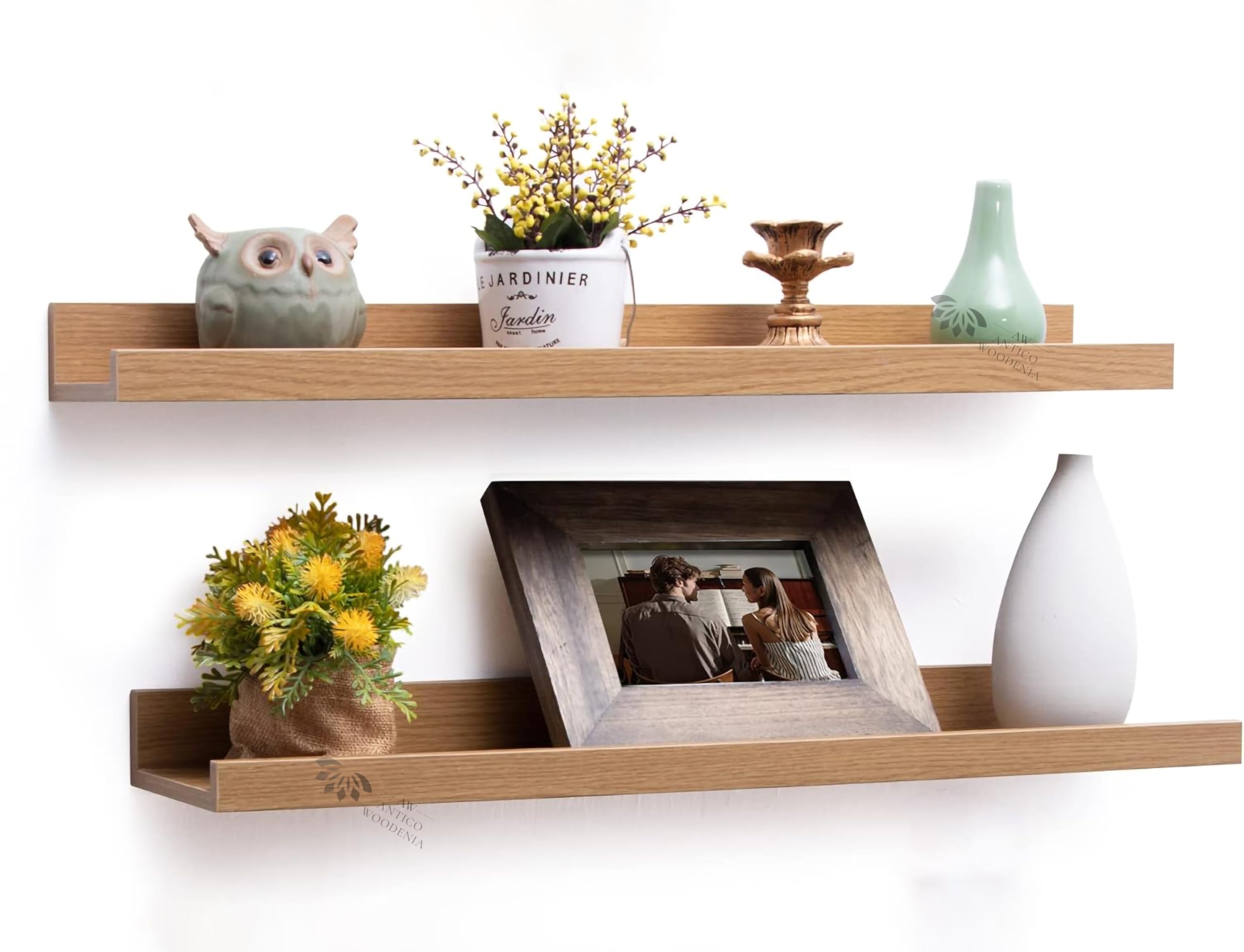 FORESTIS GALLINARIA Aries Wooden Floating Wall Shelf| Wall Rack Shelf | Wall Mount for Living Room, Bedroom, Kitchen… (Ledge, Set of 2, Oak, XX-Large (24inches))