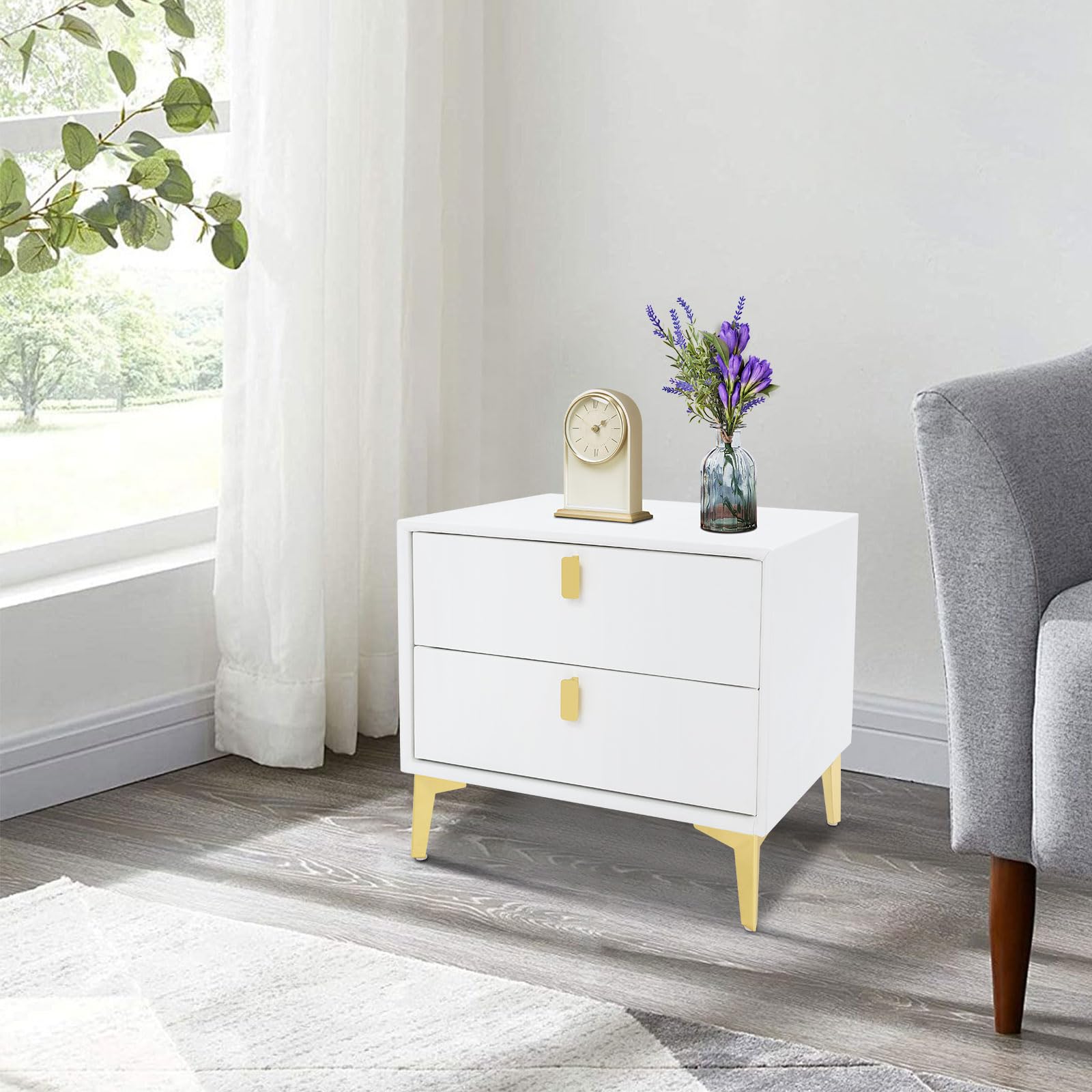 OUKANING Small Nightstand, Narrow Night Table, Solid Wood Night Stand, Narrow Side Table for Living Room, Small Spaces, Couch Locker by The Couch