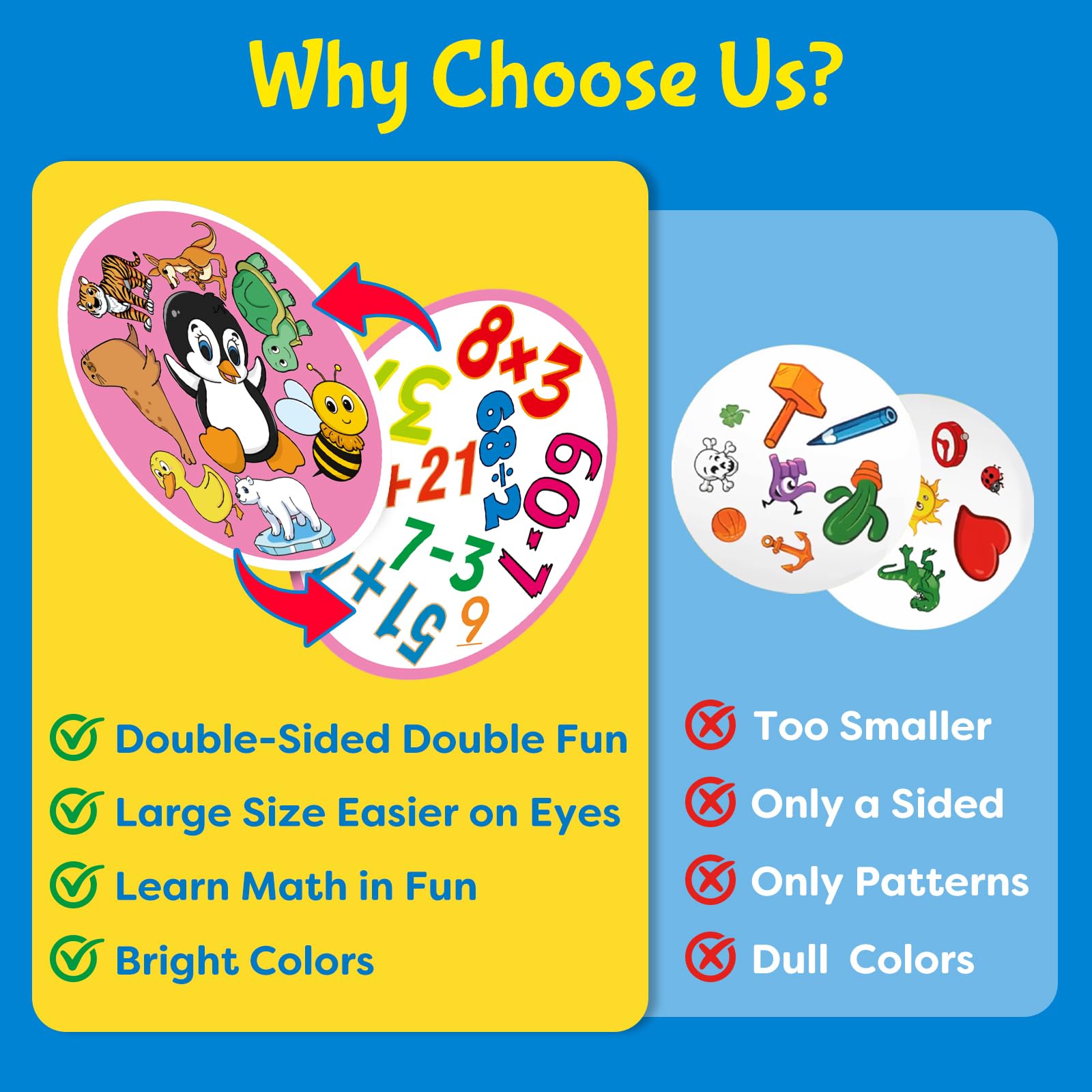 Edulok Match Game Quick Memory Card Game,Fun Math Learning Card Math Game,Quick Reflexes Cards Animal Table Piles Games,Visual Perception Family Games,Preschool Classroom Homeschool Supplies