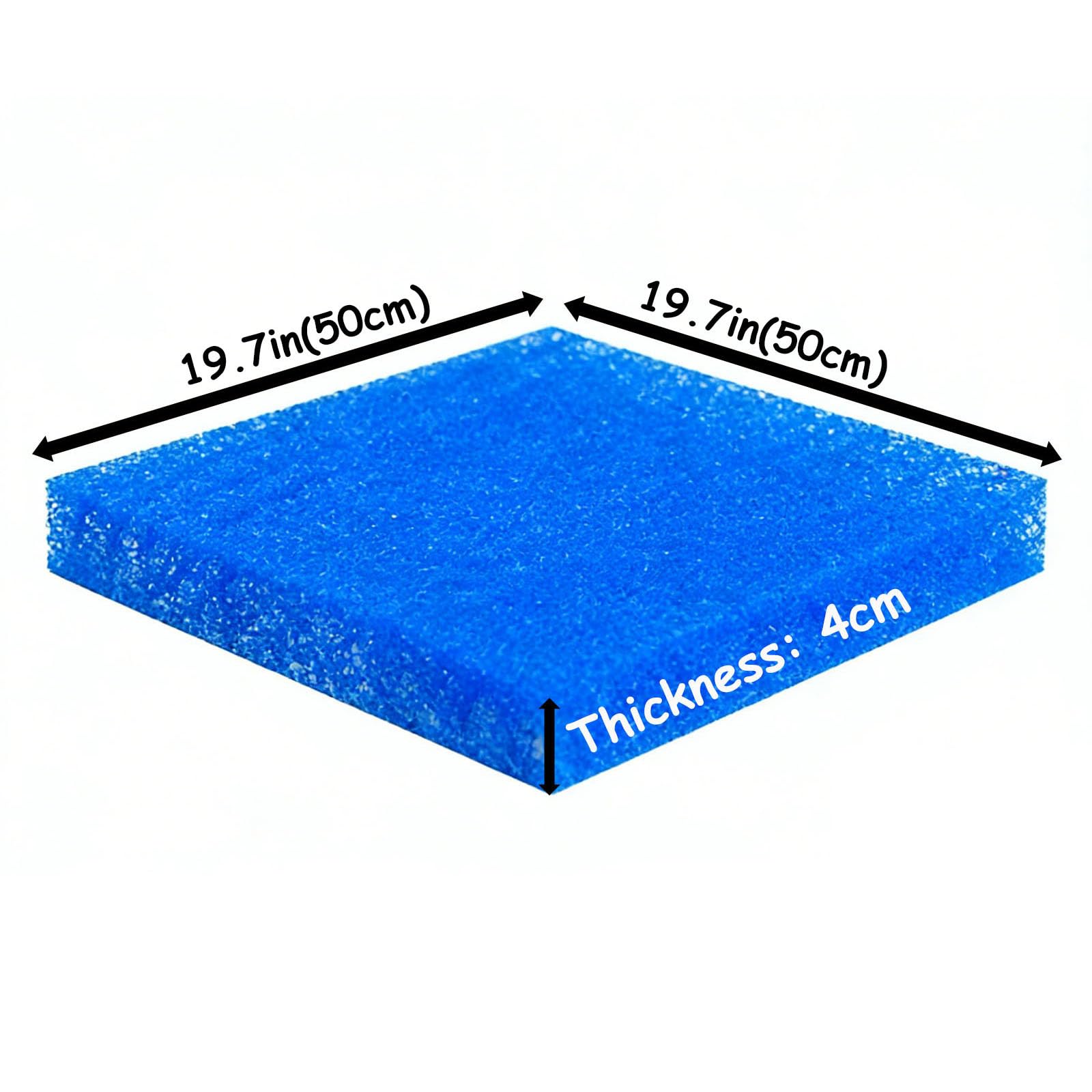 Filtro para Acuario Espuma filtrante, Espesor 40mm, Esponja Accesorios de filtración, Paquete de 10 Piezas, PPI 10, para filtros de estanques(Size:50 x 50 x 4cm*10pcs)