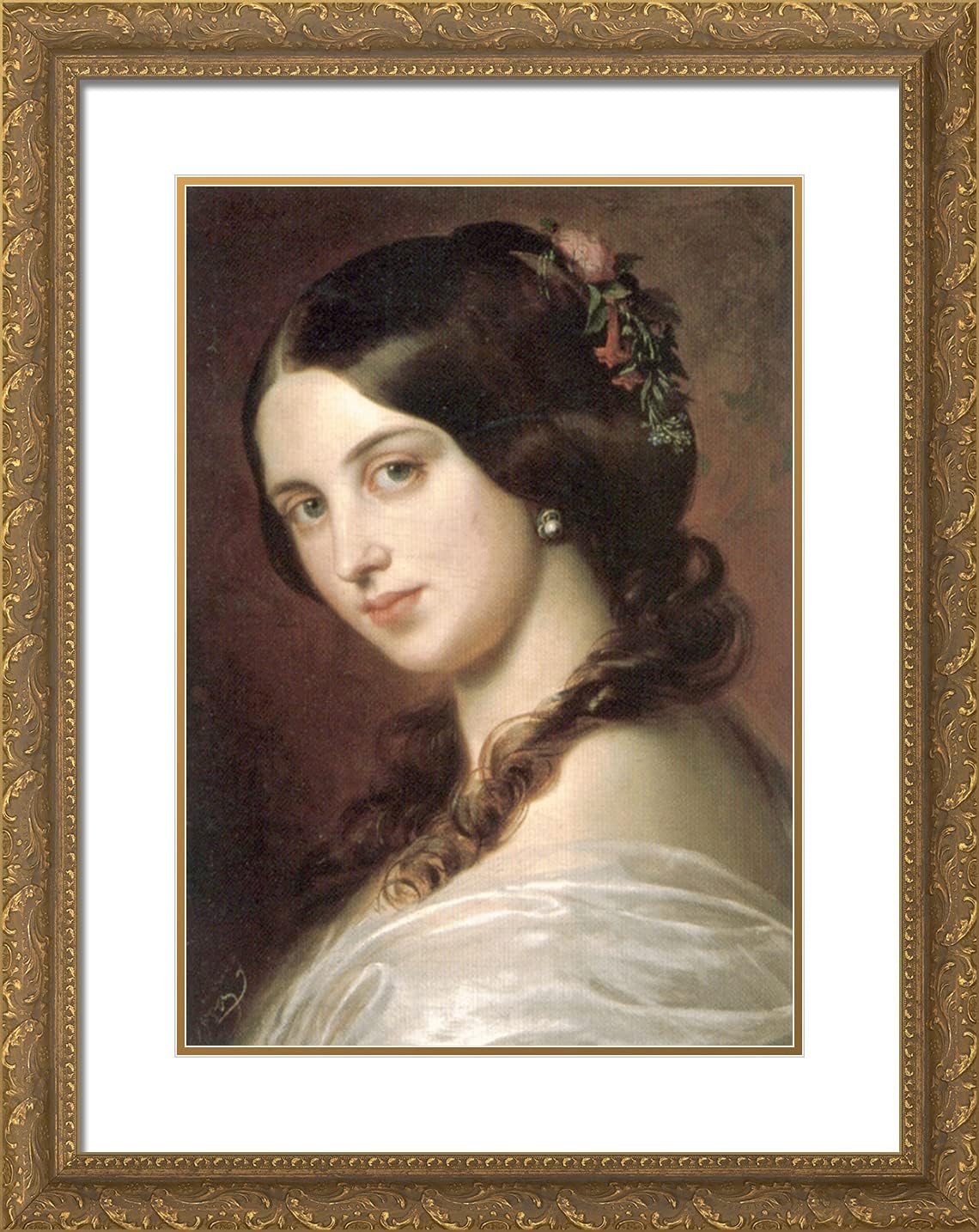 ArtDirect De Blaas, Eugene 19x24 Gold Ornate Framed Art Print with Double Matting Titled: Madchenbildnis-ARC-06290